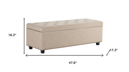 48" Dark Brown and Natural Upholstery Storage Ottoman