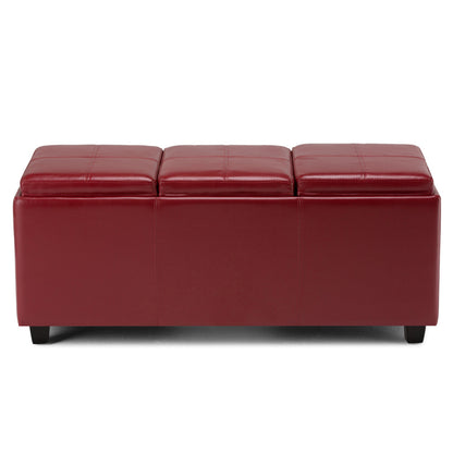 42" Dark Brown and Red Upholstery Storage Ottoman