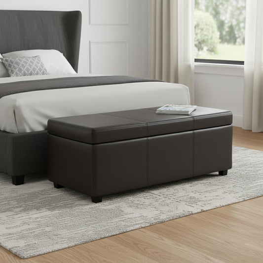 44" Dark Brown and Brown Upholstery Storage Ottoman