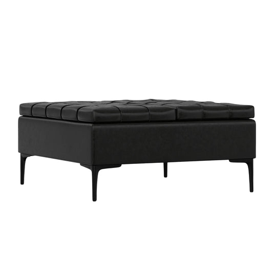 36" Black Upholstery Storage Ottoman