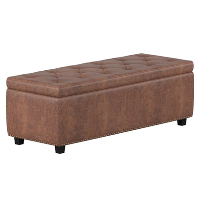 48" Dark Brown and Brown Upholstery Storage Ottoman