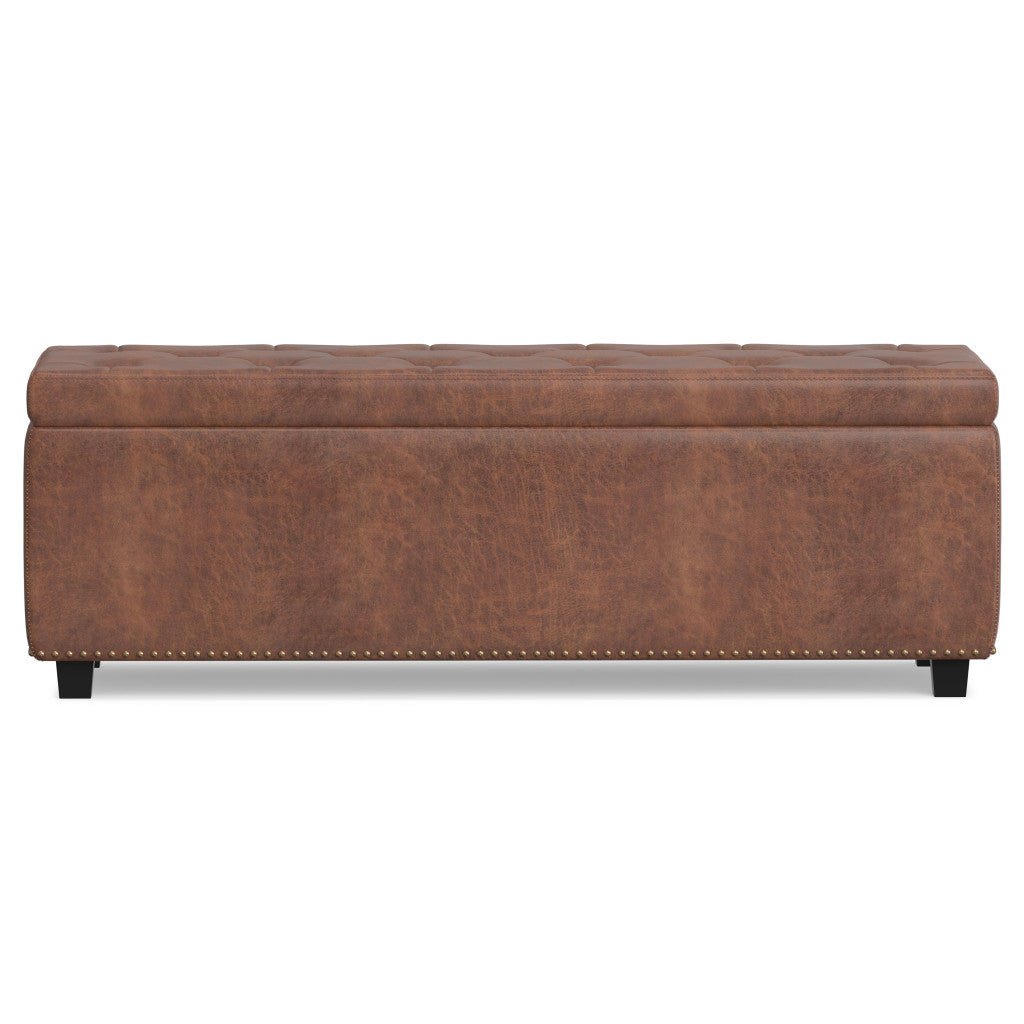 48" Dark Brown and Brown Upholstery Storage Ottoman
