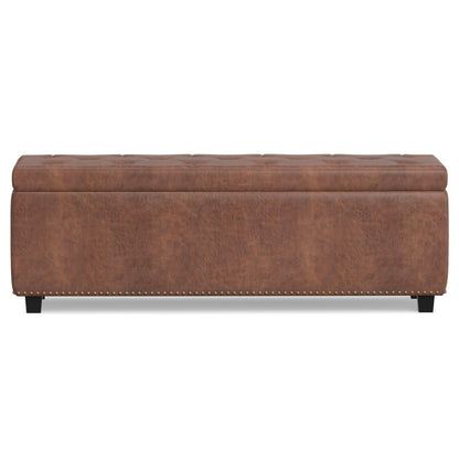 48" Dark Brown and Brown Upholstery Storage Ottoman