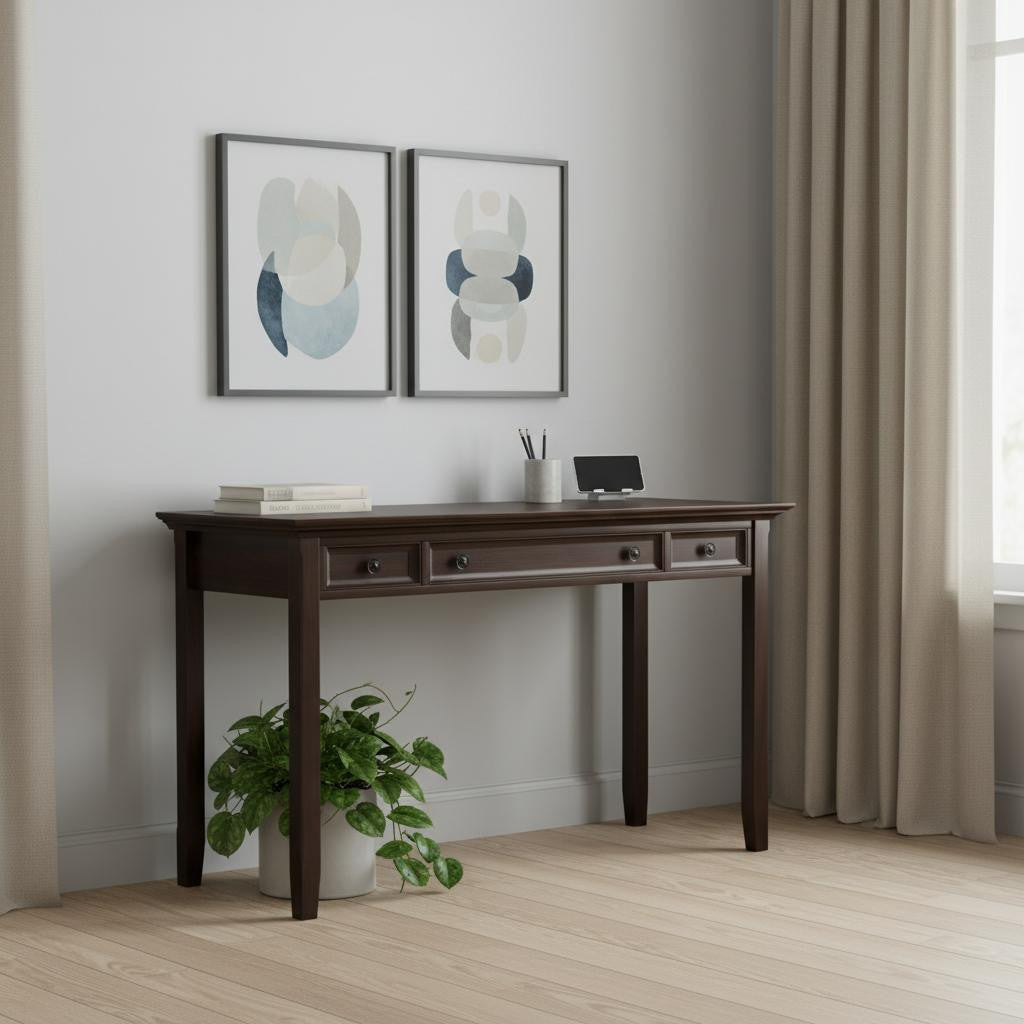 54" Brown Solid Wood Computer Desk