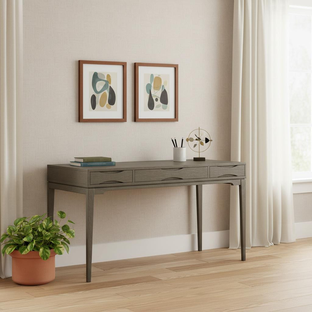 60" Gray Wood Computer Desk