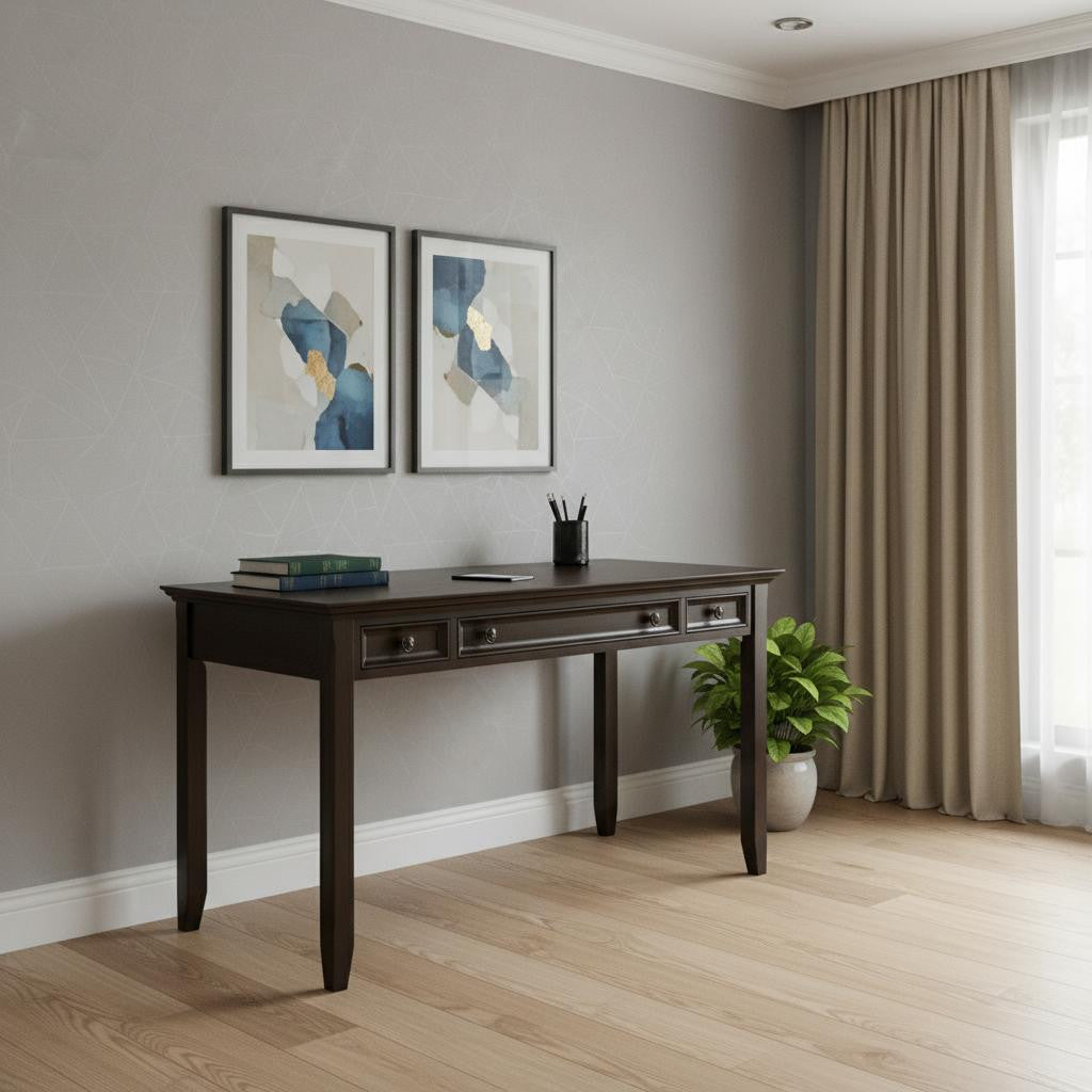 54" Brown Solid Wood Computer Desk