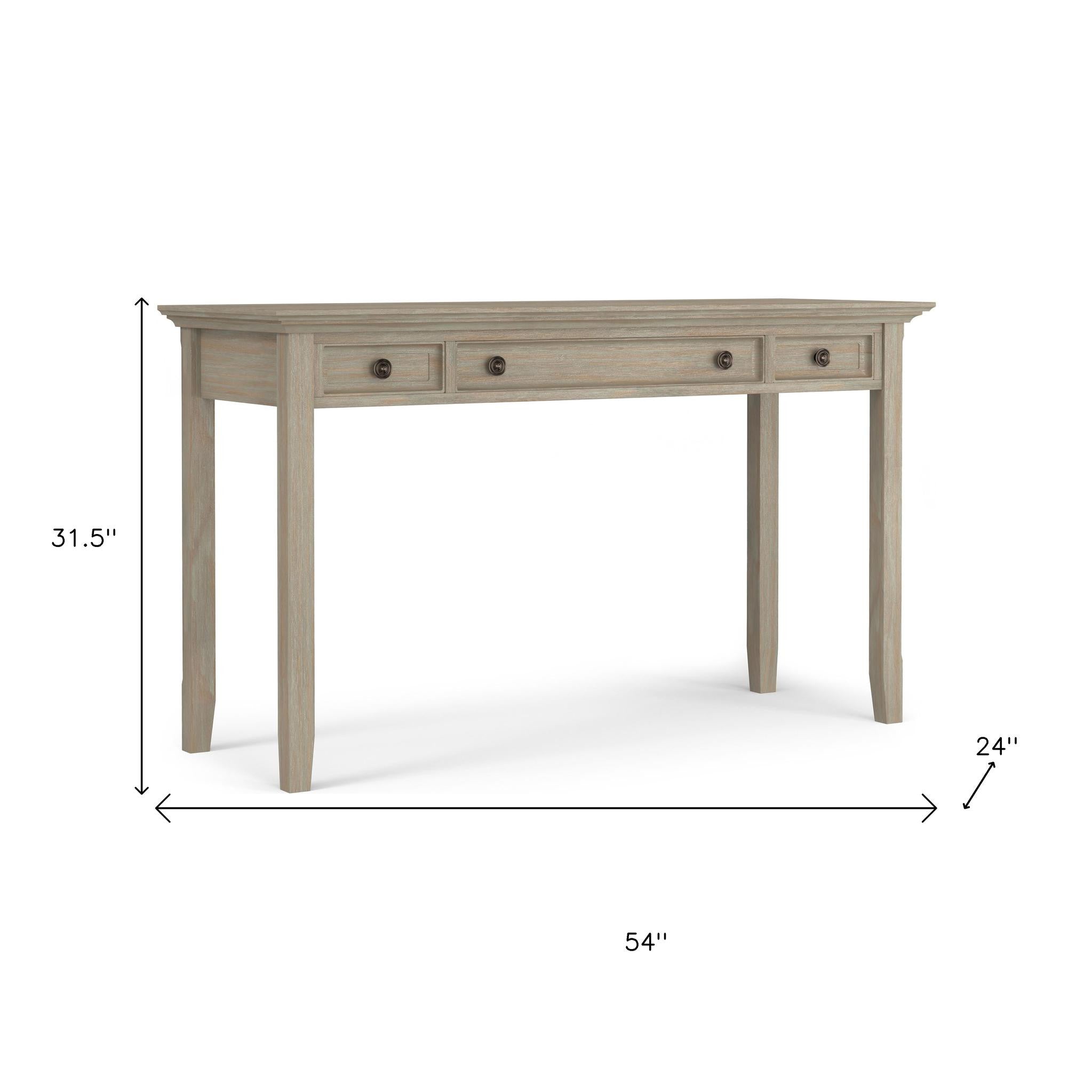 54" Gray Solid Wood Computer Desk