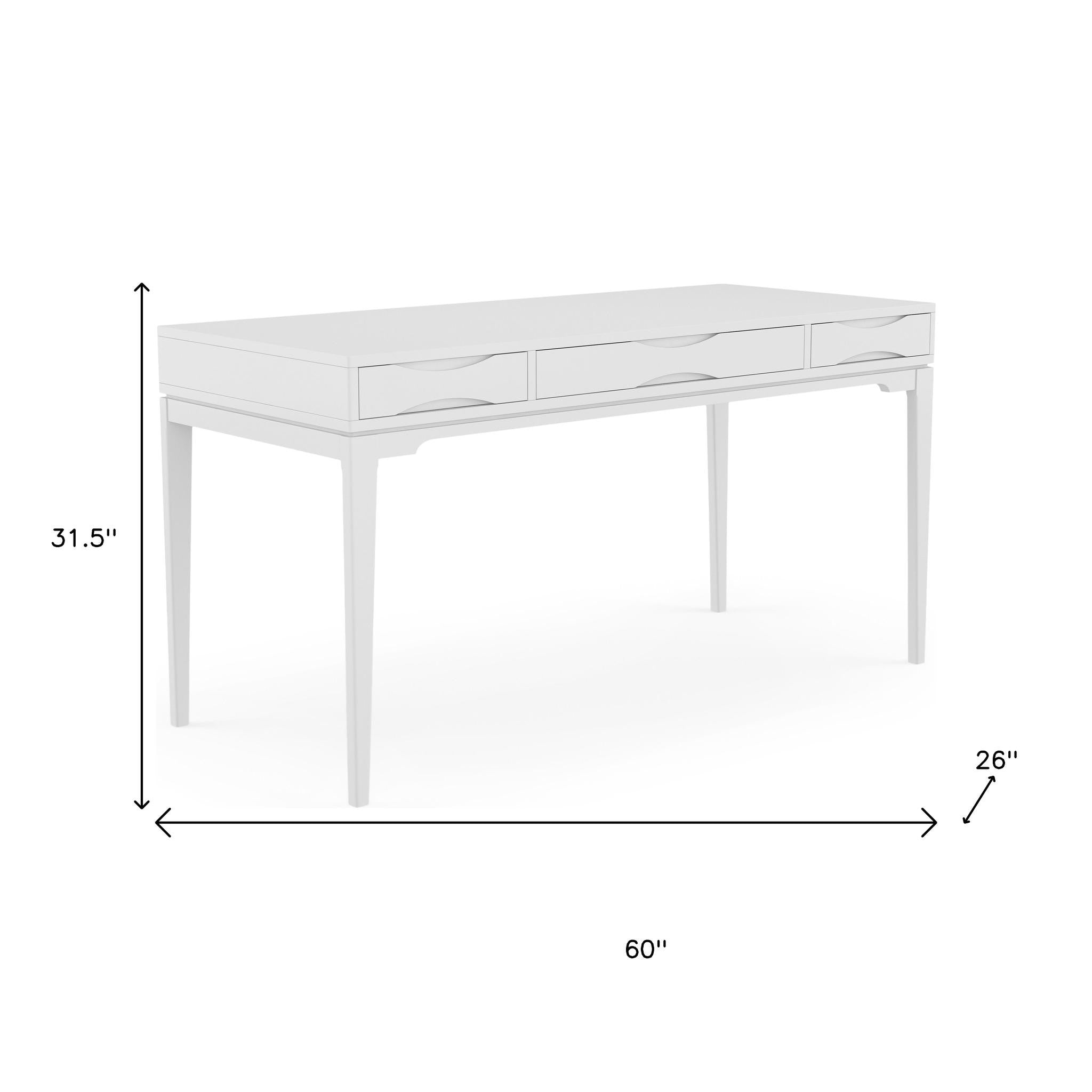 60" White Wood Computer Desk