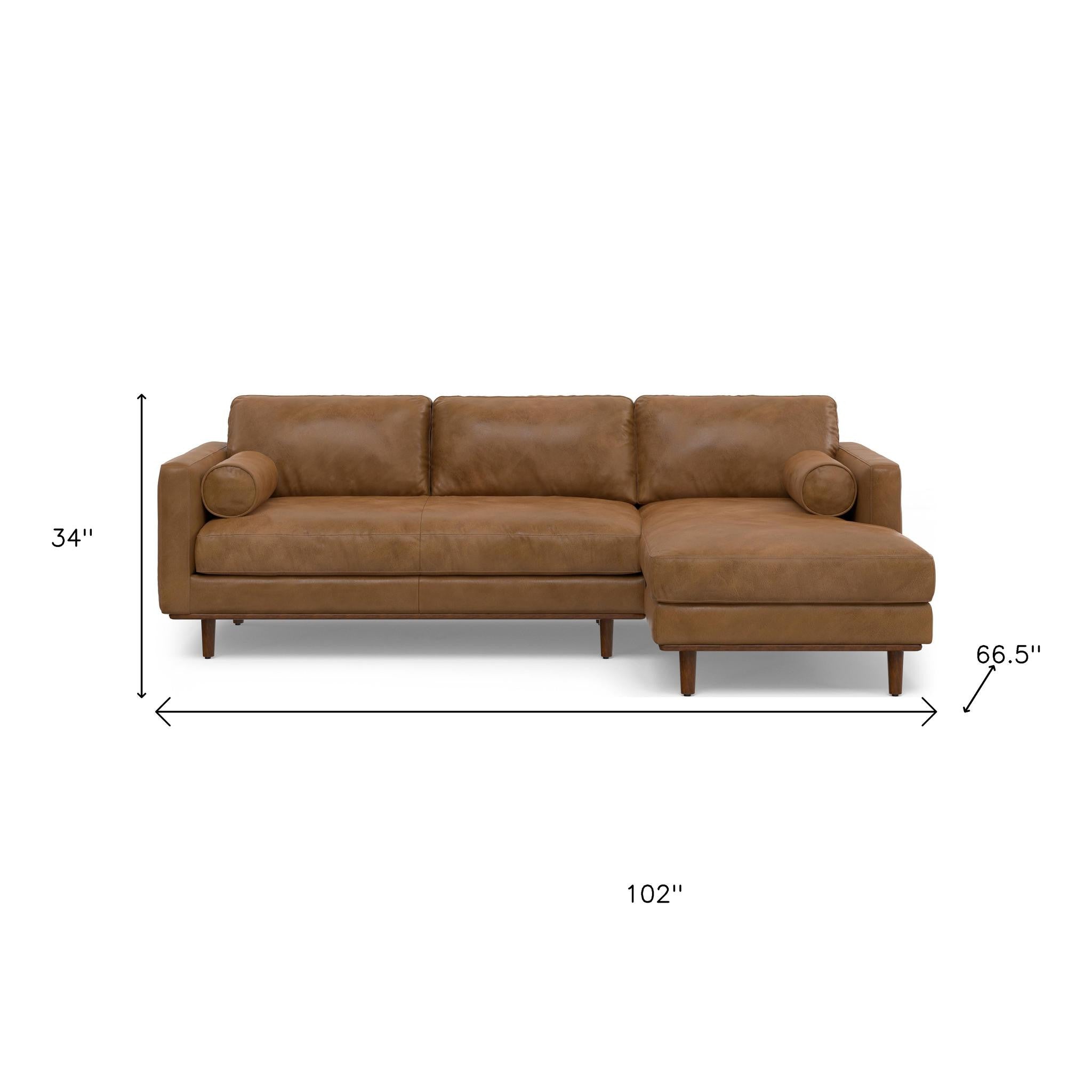 102" Brown Leather Sofa