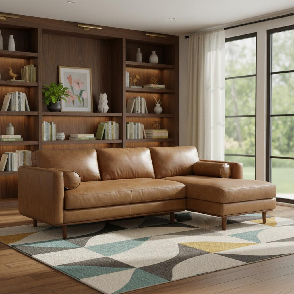 102" Brown Leather Sofa