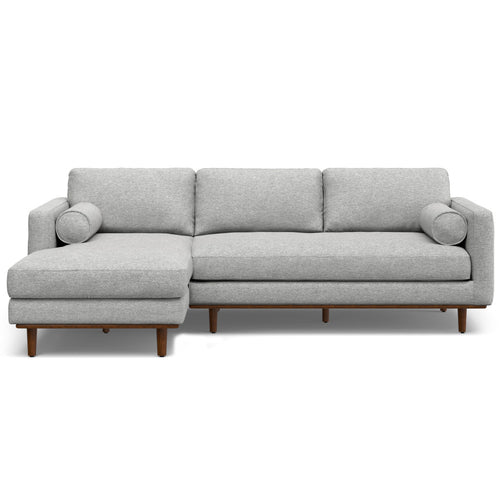 102" Gray Fabric Sofa With Brown Legs