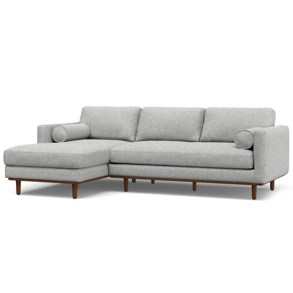 102" Gray Fabric Sofa With Brown Legs