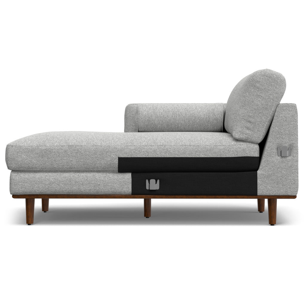 102" Gray Fabric Sofa With Brown Legs