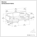 102" Gray Fabric Sofa With Brown Legs