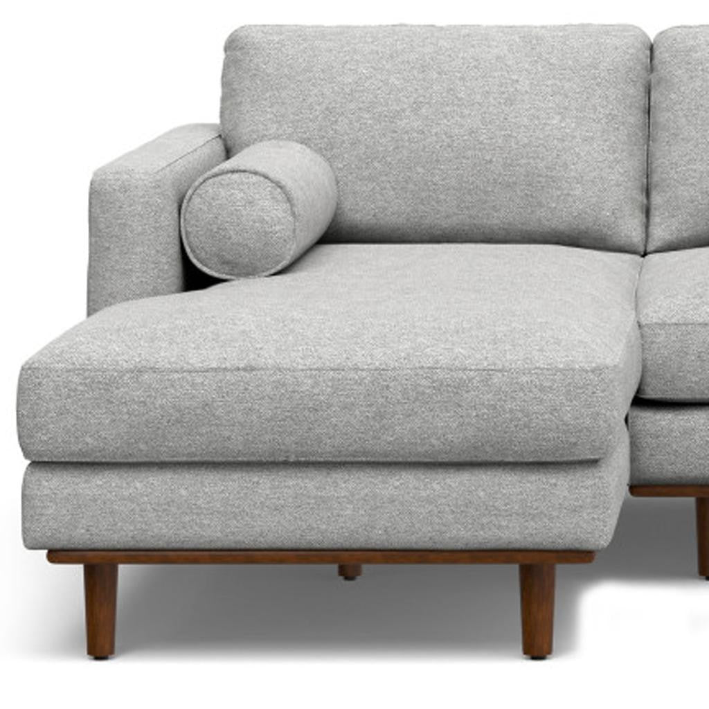 102" Gray Fabric Sofa With Brown Legs