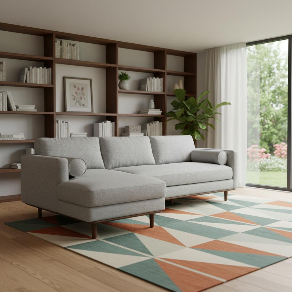 102" Gray Fabric Sofa With Brown Legs