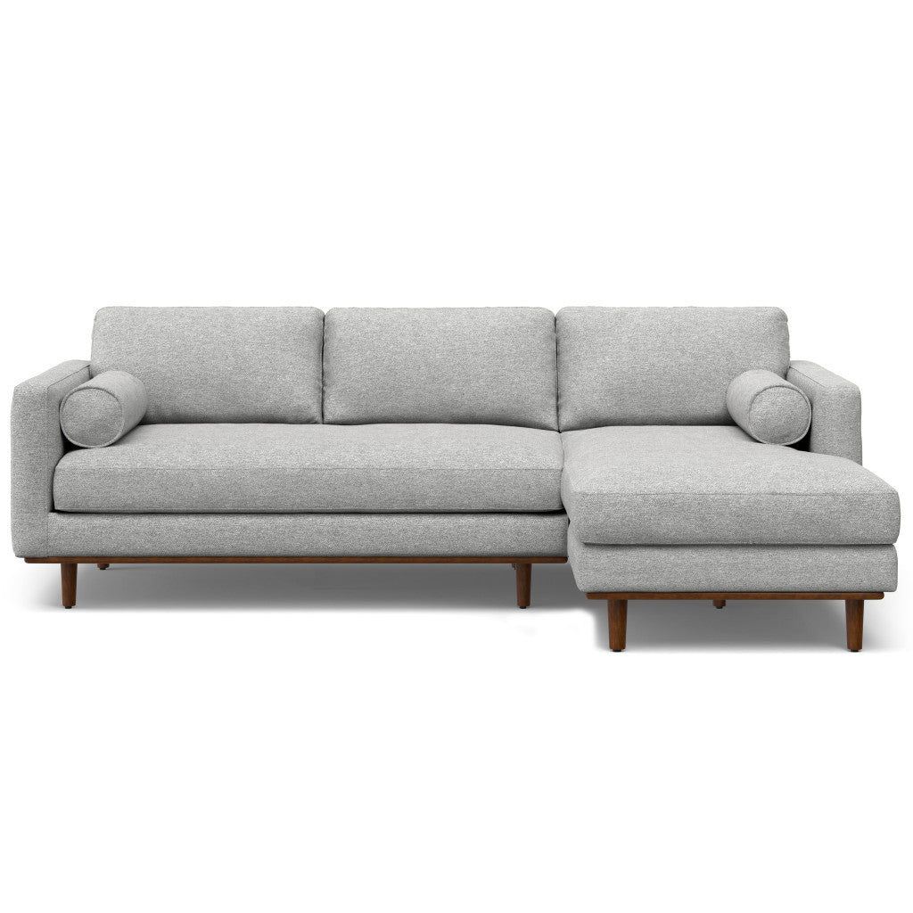 102" Gray Fabric Sofa With Brown Legs