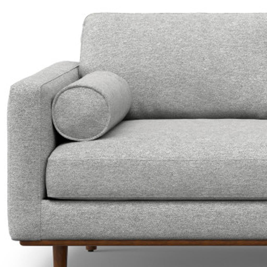 102" Gray Fabric Sofa With Brown Legs