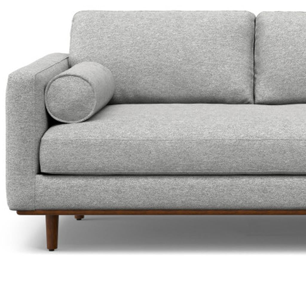 102" Gray Fabric Sofa With Brown Legs