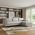 102" Gray Fabric Sofa With Brown Legs