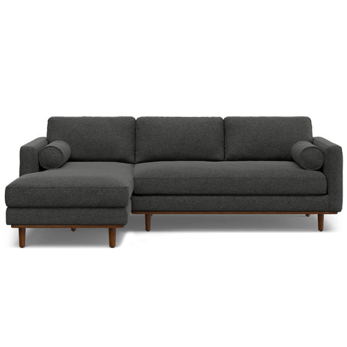 102" Gray Fabric Sofa With Brown Legs