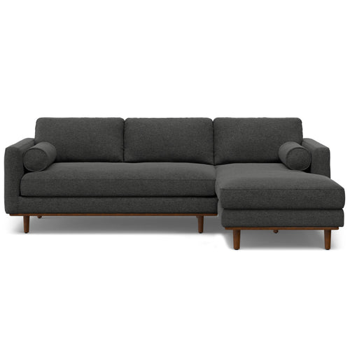102" Gray Fabric Sofa With Brown Legs