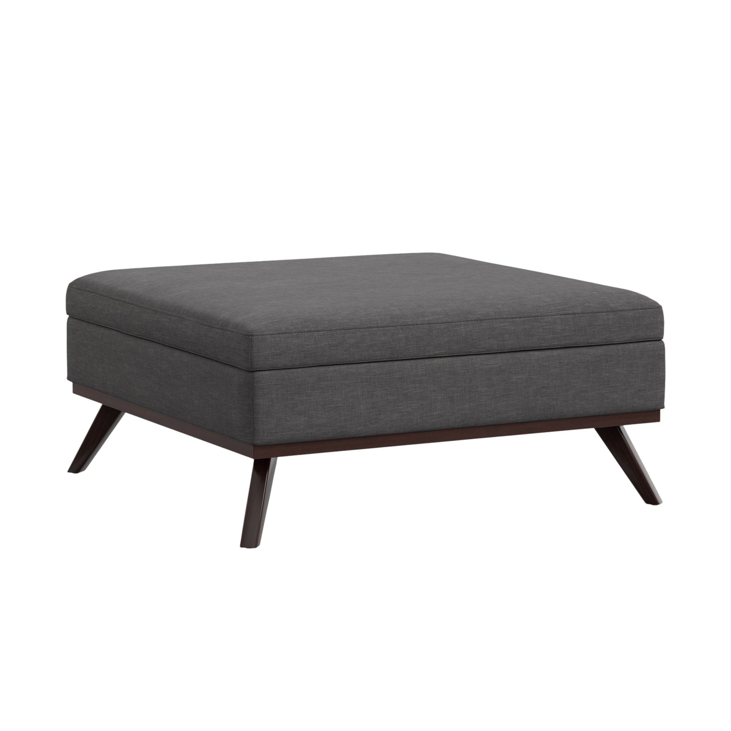 40" Gray and Brown Fabric Cocktail Ottoman With Storage