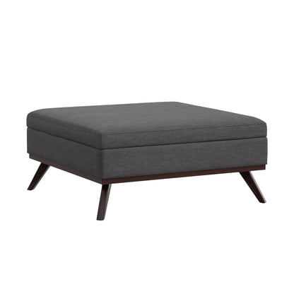 40" Gray and Brown Fabric Cocktail Ottoman With Storage