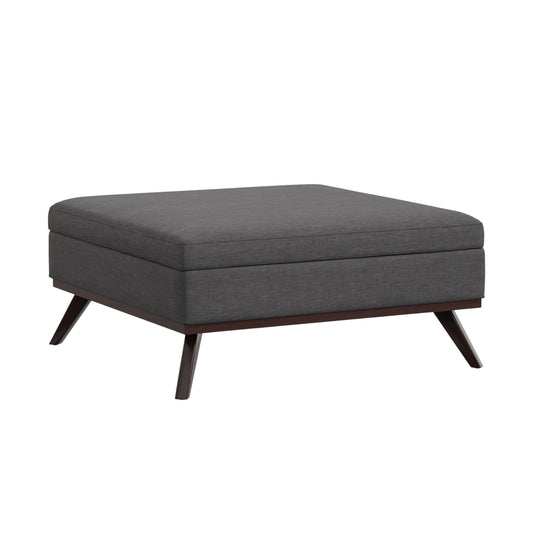 40" Gray and Brown Fabric Cocktail Ottoman With Storage