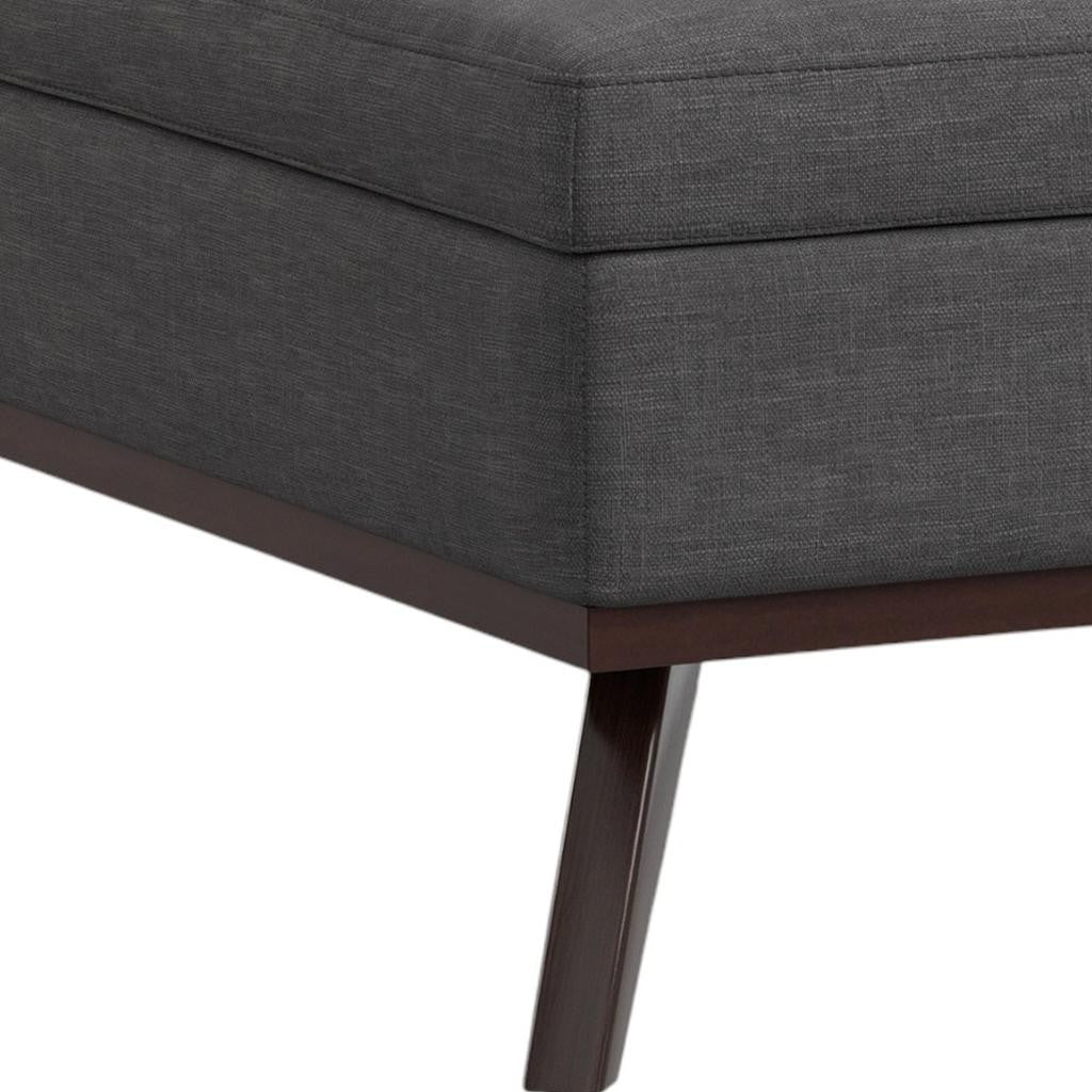 40" Gray and Brown Fabric Cocktail Ottoman With Storage