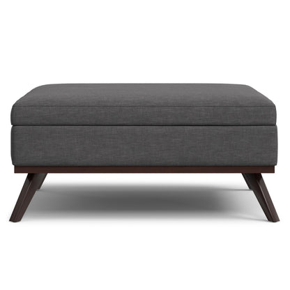 40" Gray and Brown Fabric Cocktail Ottoman With Storage