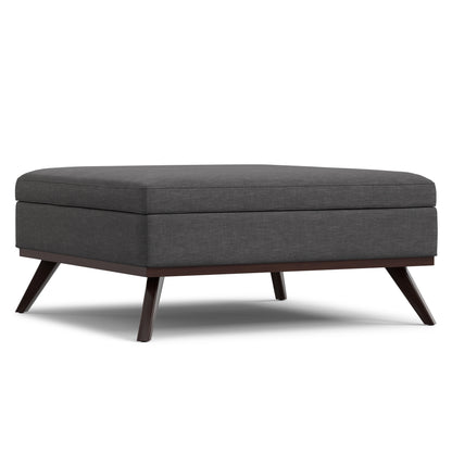 40" Gray and Brown Fabric Cocktail Ottoman With Storage