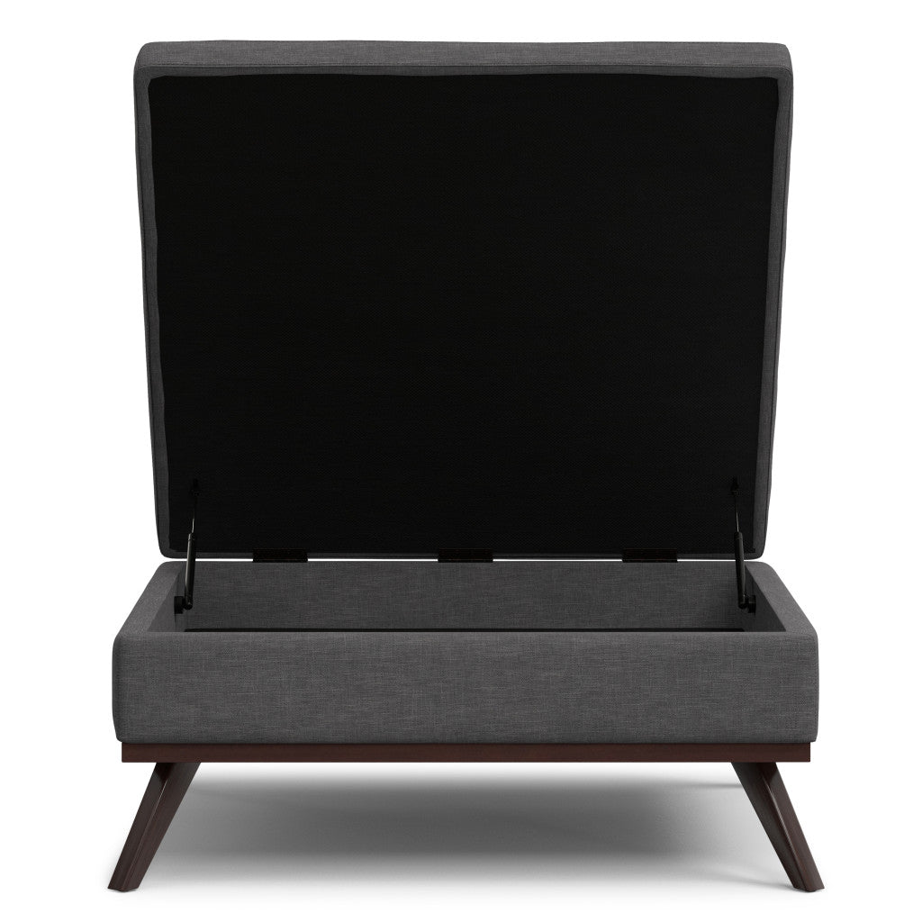 40" Gray and Brown Fabric Cocktail Ottoman With Storage