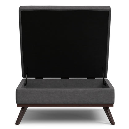 40" Gray and Brown Fabric Cocktail Ottoman With Storage