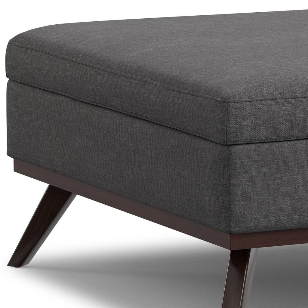 40" Gray and Brown Fabric Cocktail Ottoman With Storage