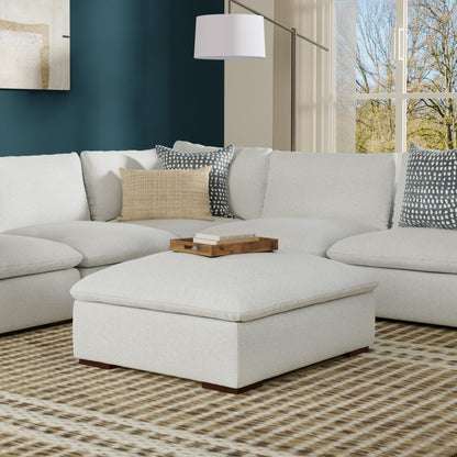 44" Gray and Brown Fabric Ottoman