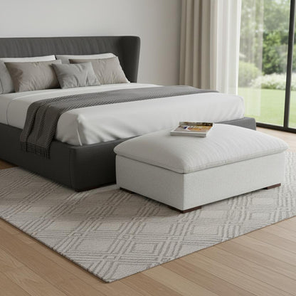 44" Gray and Brown Fabric Ottoman