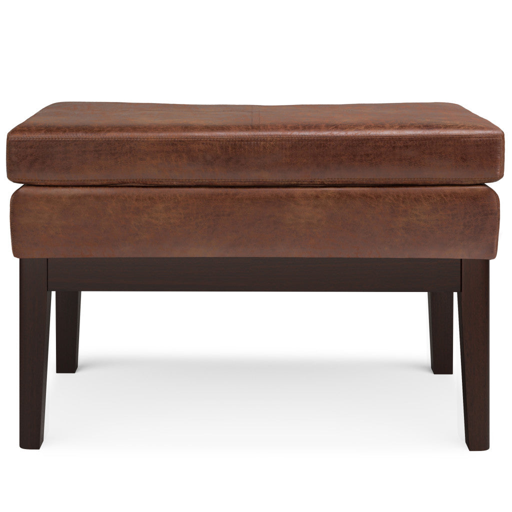 26" Brown and Dark Brown Fabric Ottoman