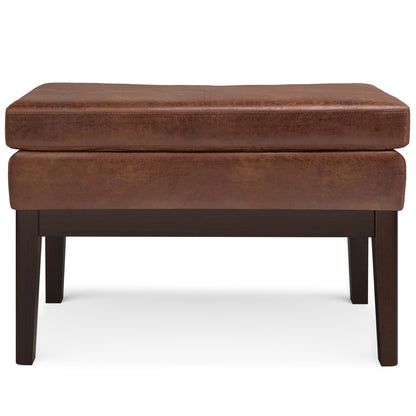 26" Brown and Dark Brown Fabric Ottoman