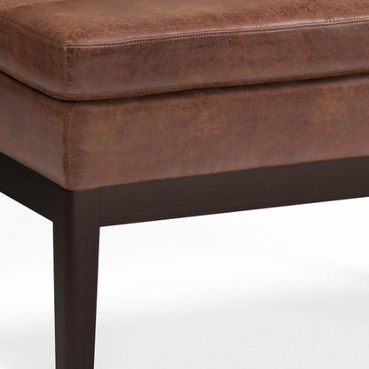 26" Brown and Dark Brown Fabric Ottoman