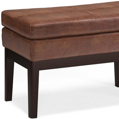 26" Brown and Dark Brown Fabric Ottoman