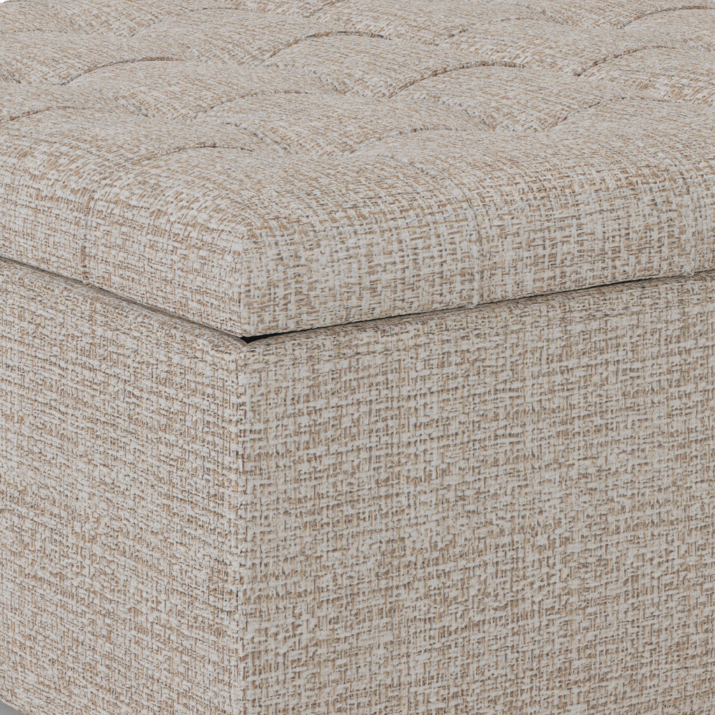 36" Platinum and Dark Brown Fabric Cocktail Ottoman With Storage