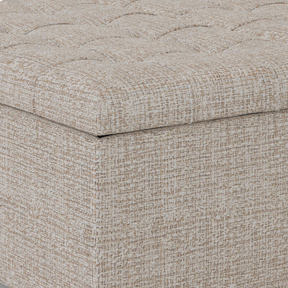 36" Platinum and Dark Brown Fabric Cocktail Ottoman With Storage