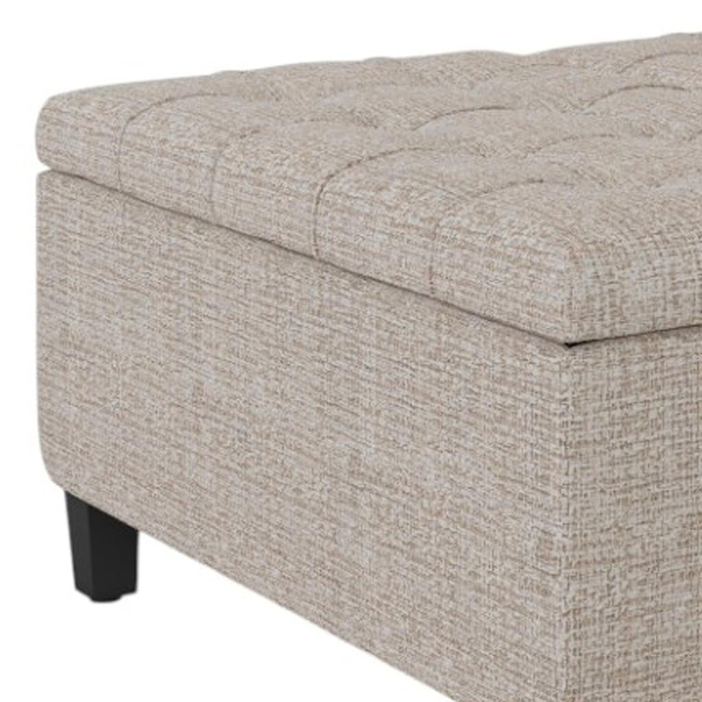 36" Platinum and Dark Brown Fabric Cocktail Ottoman With Storage