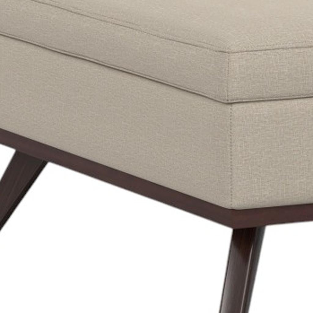 40" Natural and Brown Fabric Cocktail Ottoman With Storage