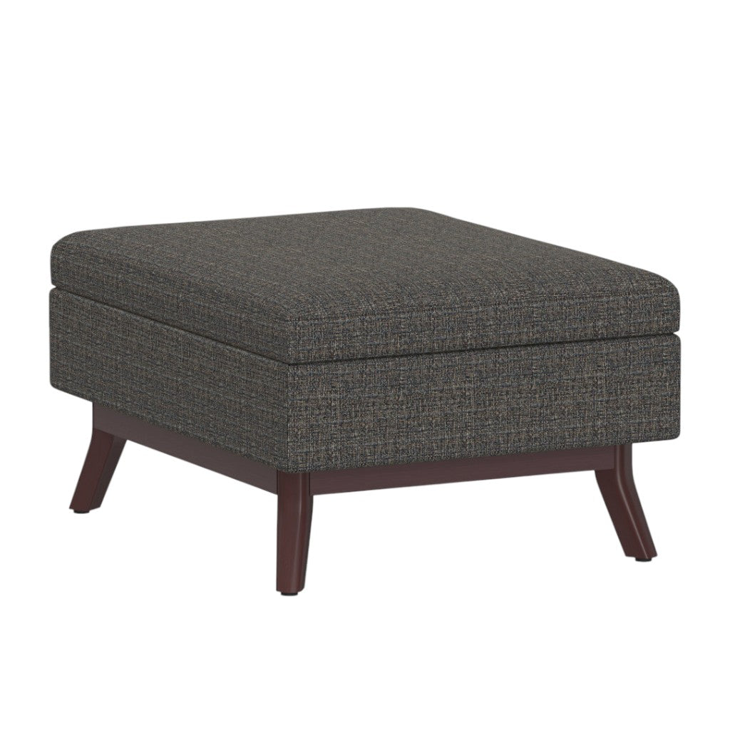 34" Ebony and Brown Fabric Cocktail Ottoman With Storage