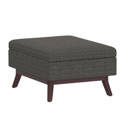 34" Ebony and Brown Fabric Cocktail Ottoman With Storage