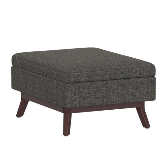 34" Ebony and Brown Fabric Cocktail Ottoman With Storage