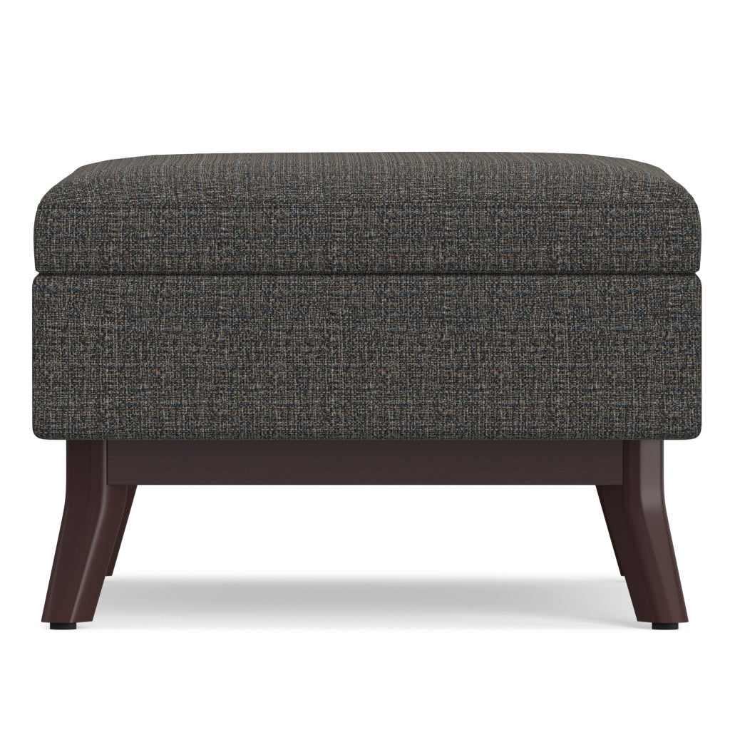34" Ebony and Brown Fabric Cocktail Ottoman With Storage