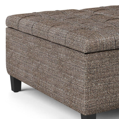 36" Brown and Dark Brown Fabric Cocktail Ottoman With Storage